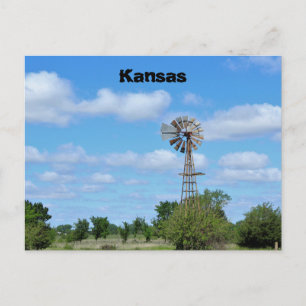 Kansas Country Windmill mit blauem Himmel. Postkarte