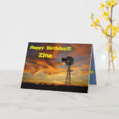 Kansas Country Windmill mit Sky Greeting Card Karte (Gelbe Blume)