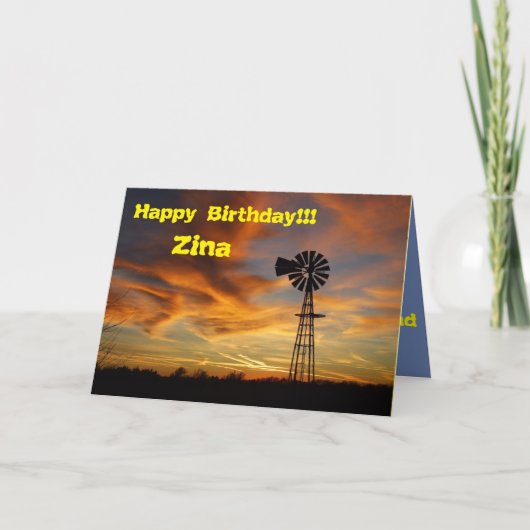 Kansas Country Windmill mit Sky Greeting Card Karte (Vorderseite)