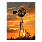 Kansas Country Windmill mit Wolken, Fotodruck (Vorne)