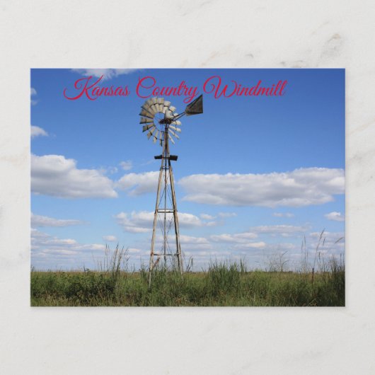 Kansas Country Windmill Post Card Postkarte (Vorderseite)