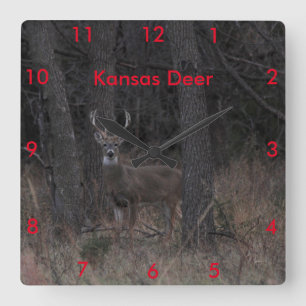 Kansas Deer CLOCK Quadratische Wanduhr