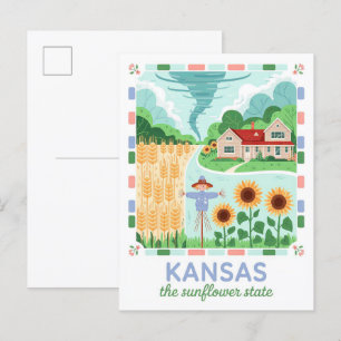 Kansas der Sonnenblumen-Staat USA Sommer Reise Postkarte