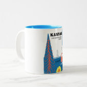 Kansas "der Sonnenblumen-Staat" Vintage Reiseplaka Zweifarbige Tasse (Vorderseite Links)