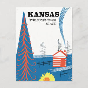 Kansas "der Sonnenblumenstaat" Vintage-Reiseposter Postkarte