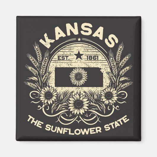 Kansas Der Staat der Sonnenblumen Magnet (Vorne)