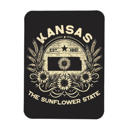 Kansas Der Staat der Sonnenblumen Magnet (Vertikal)
