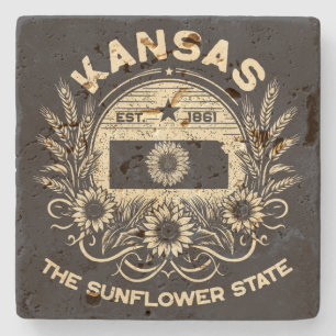 Kansas Der Staat der Sonnenblumen Steinuntersetzer