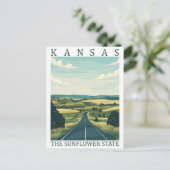 Kansas, der Sunflower Staat USA Travel Place Postkarte (Stehend Vorderseite)