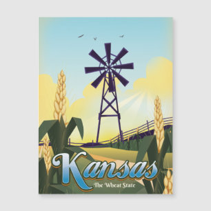 Kansas  "der Weizenstaat" Reiseposter. Magnetkarte