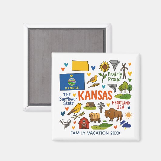 Kansas Family Trip Keepsake Personalized Magnet (Vorderseite/Rückseite)