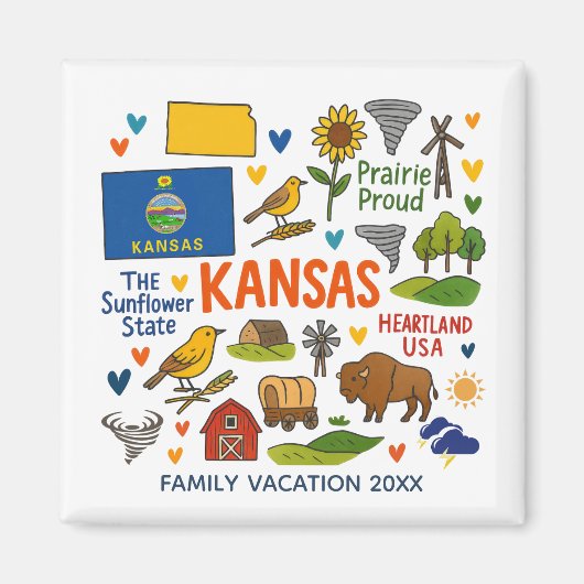 Kansas Family Trip Keepsake Personalized Magnet (Vorne)