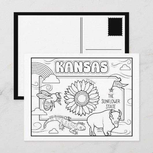 Kansas Farbe mir Collage Postkarte (Vorne/Hinten)