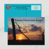 Kansas Fence Line Sunset Post Card Postkarte (Vorne/Hinten)