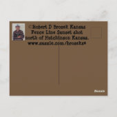 Kansas Fence Line Sunset Post Card Postkarte (Rückseite)