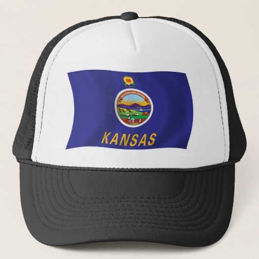 Kansas Flag Hat Truckerkappe (Vorderseite)