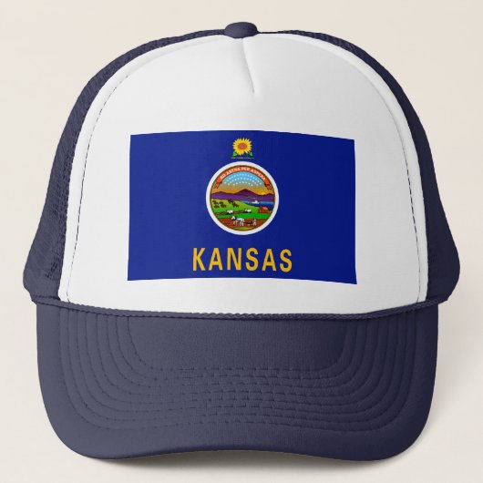 Kansas Flag Hat Truckerkappe (Vorderseite)