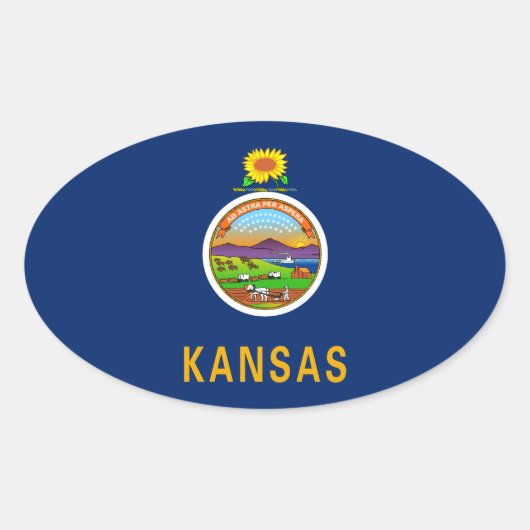 Kansas-Flagge Ovaler Aufkleber (Vorderseite)
