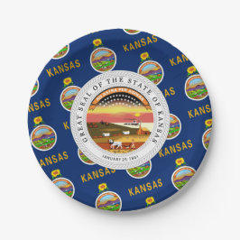 Kansas-Flagge & Siegel, Flagge von Kansas Pappteller