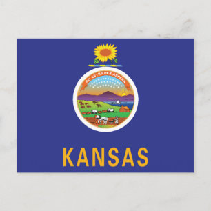 Kansas-Flagge Sonnenblume Siegel & Ad Astra Souven Postkarte