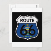 Kansas-Flaggenroute 66 Schild Postkarte (Vorne/Hinten)