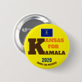 Kansas für Kamala Harris für Präsident 2020 Button (Vorne & Hinten)