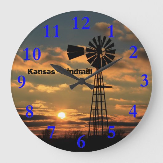 Kansas Golden Sunset CLOCK Große Wanduhr (Vorderseite)