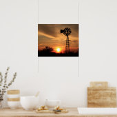 Kansas Golden Sunset mit einer Silhouette von Wind Poster (Küche)