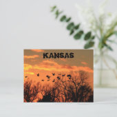 Kansas Golden Sunset mit Gänsen, Bäumen. Postkarte (Stehend Vorderseite)