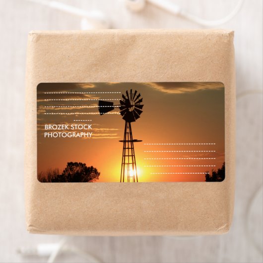 Kansas Golden Windmill Silhouette Shipping Label (Insitu)