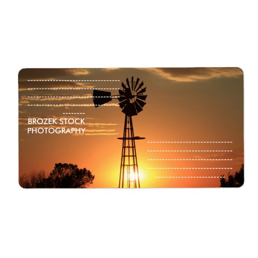 Kansas Golden Windmill Silhouette Shipping Label (Vorne)