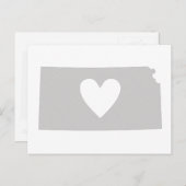 Kansas Gray Staat Karte Form Herz Cutout Kansan (Vorne/Hinten)