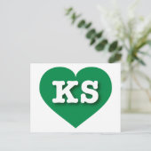 Kansas Green Heart - I Liebe KS Postkarte (Stehend Vorderseite)