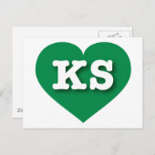 Kansas Green Heart - I Liebe KS Postkarte (Vorne/Hinten)