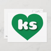 Kansas grünes Herz - I Liebe Postkarte (Vorne/Hinten)