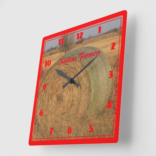 Kansas Hay Bale Quadratische Wanduhr (Winkel)