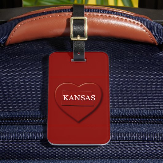Kansas Heart Map Design Gepäcktag Gepäckanhänger (Vorderseite Insitu 2)