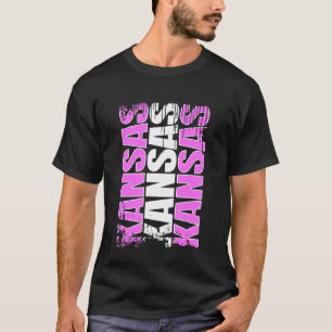 Kansas Heimatsstaatsstolz Rosa Grunge Kansas T-Shirt