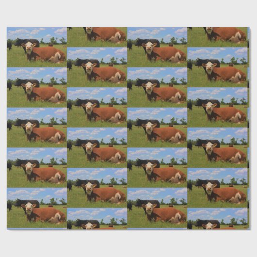 Kansas Hereford Cow Wrapping Paper Geschenkpapier (Flach)