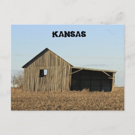 Kansas Holzstall im Feld Postkarte (Vorderseite)