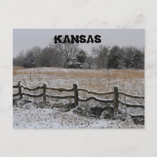 Kansas Holzzaun Winter Wonderland Post Card Postkarte (Vorderseite)