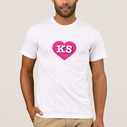 Kansas Hot Pink Heart - I Liebe KS T-Shirt (Vorderseite)