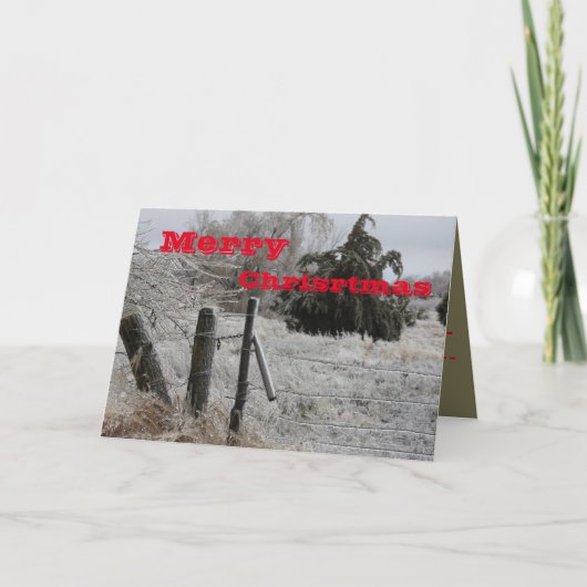 Kansas Icy Fence Christmas Grußkarte Feiertagskarte (Vorderseite)