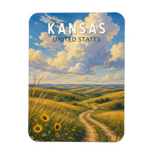 Kansas Illustrations Reise Kunst Vintage Magnet