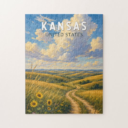 Kansas Illustrations Reise Kunst Vintage Puzzle (Vertikal)