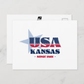 Kansas in roter, weißer und blauer Postkarte (Vorne/Hinten)