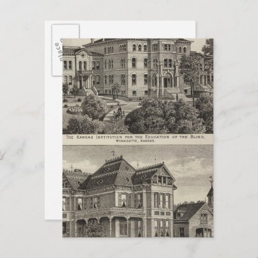 Kansas-Institut für Bildung des Blinden Postkarte (Vorne/Hinten)