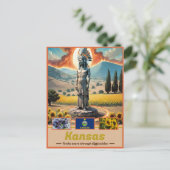 Kansas Kaleidoskop: Surrealer Staat Freude Postkarte (Stehend Vorderseite)