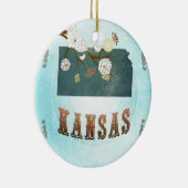 Kansas-Karte mit reizenden Vögeln Keramikornament (Rechts)