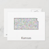Kansas-Karte Postkarte (Vorne/Hinten)